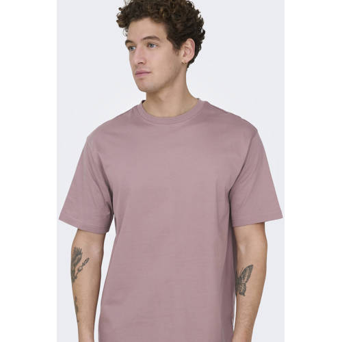 ONLY & SONS regular T-shirt roze afbeelding