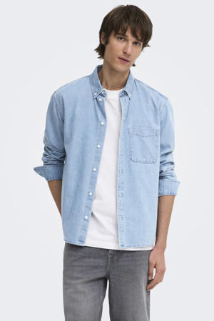 regular casual overhemd light blue denim