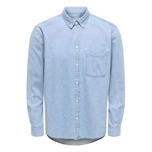 ONLY & SONS regular casual overhemd light blue denim afbeelding