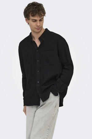 regular casual overhemd black denim