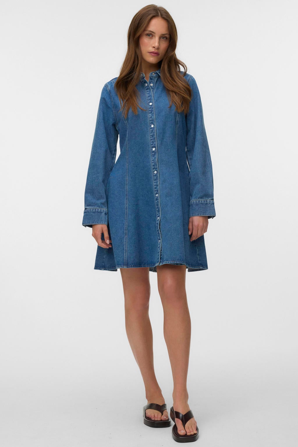 VERO MODA A-lijn jurk medium blue denim