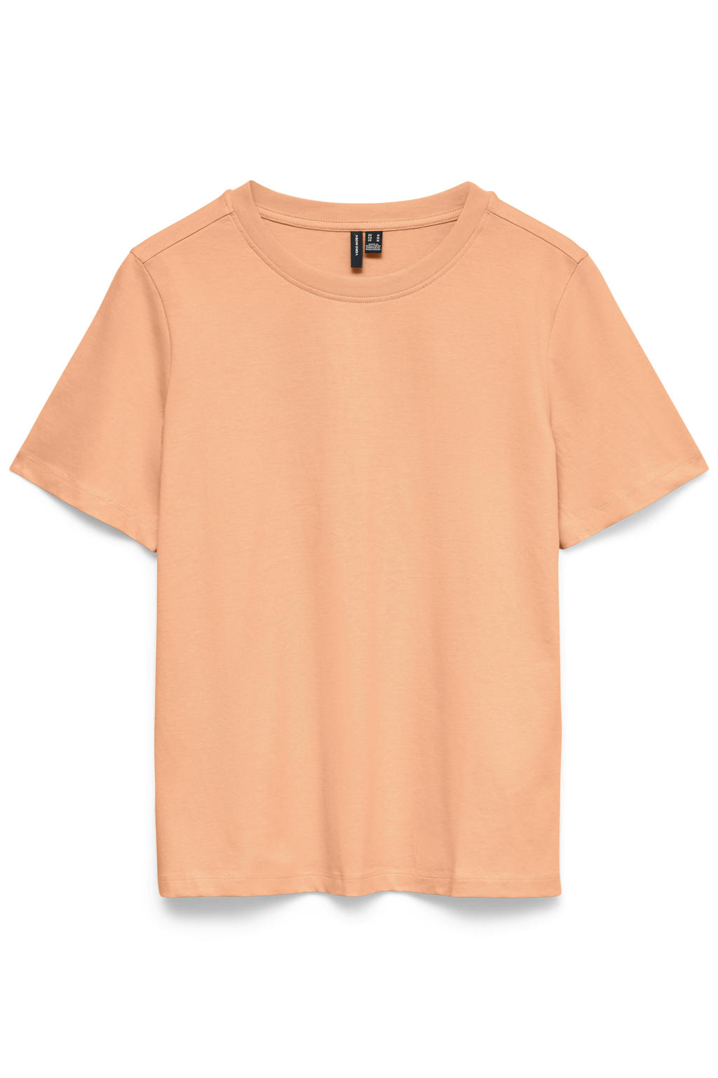 Oranje dames VERO MODA T-shirt van katoen met effen, korte mouwen en ronde hals