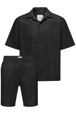 regular casual overhemd en short zwart