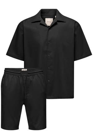 regular casual overhemd en short zwart