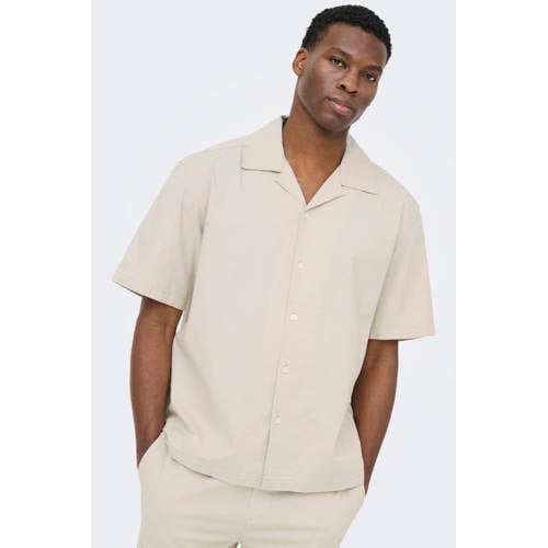 ONLY & SONS regular casual overhemd met short beige afbeelding