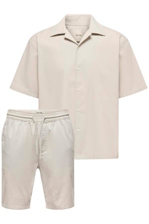 regular casual overhemd met short beige