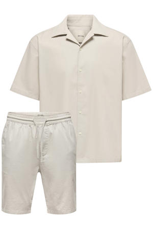 regular casual overhemd met short beige