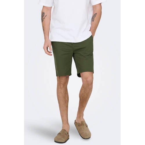 ONLY & SONS regular casual overhemd met short olijfgroen afbeelding