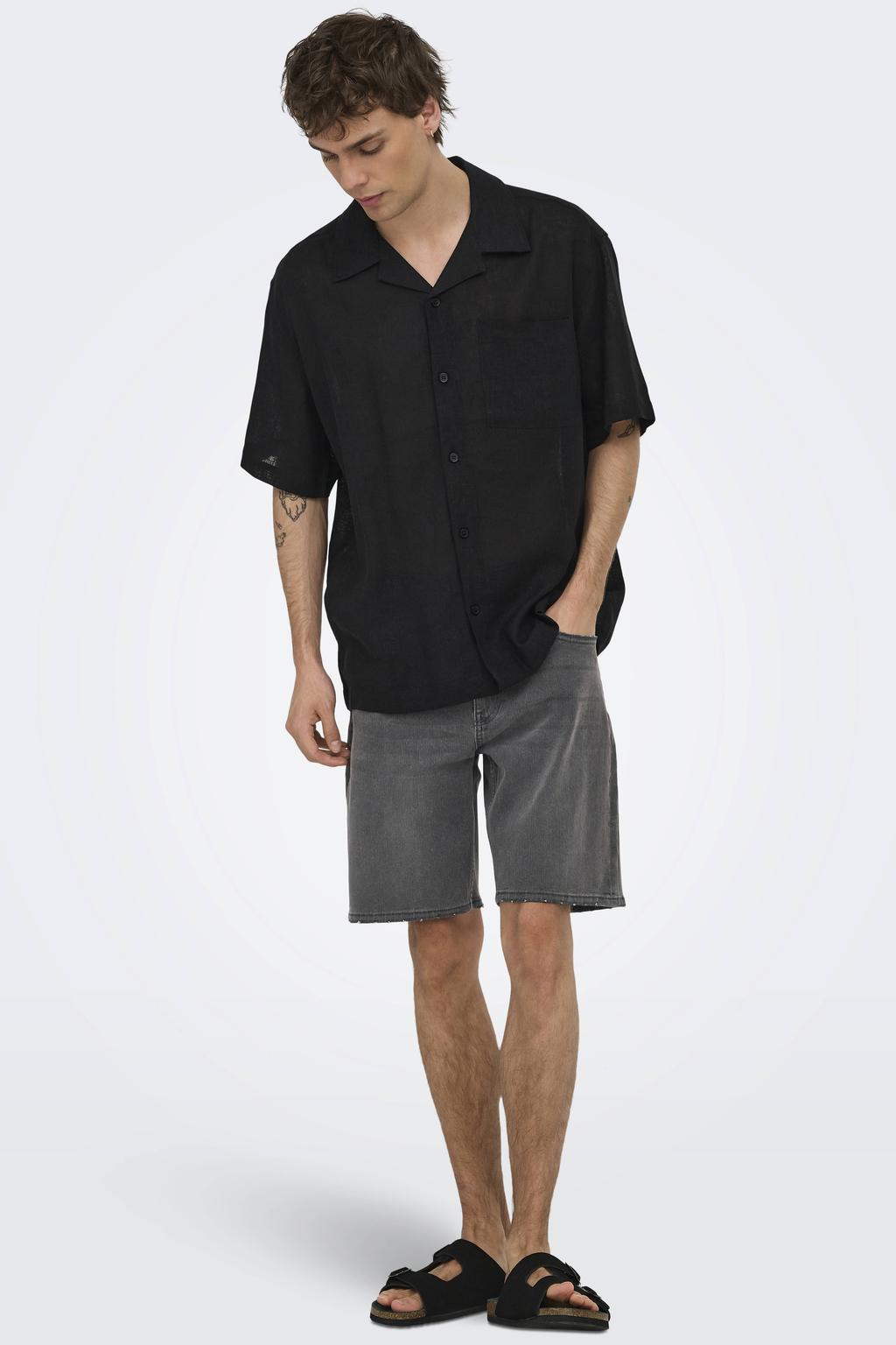 ONLY & SONS ONSWEFT regular denim short medium grey denim