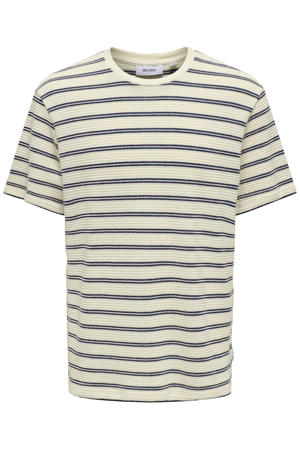regular gestreept T-shirt gebreid donkerblauw