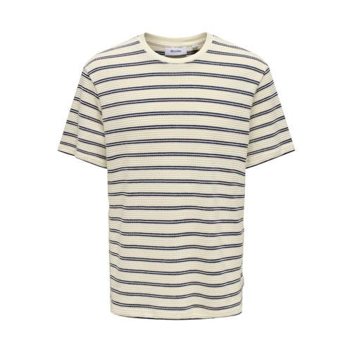 ONLY & SONS regular gestreepte T-shirt gebreid donkerblauw afbeelding