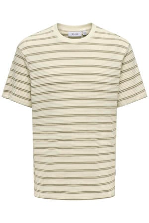 regular gestreept T-shirt gebreid beige