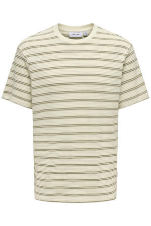 regular gestreept T-shirt gebreid beige