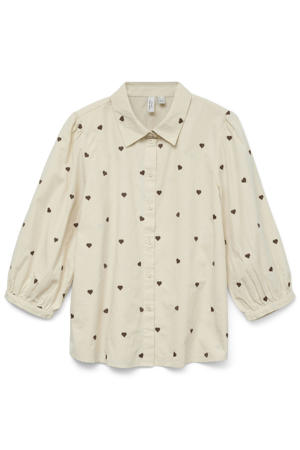 top met hartjes ecru