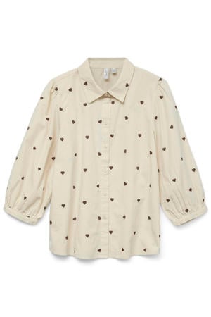 top met hartjes ecru