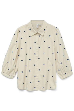 top met hartjes ecru