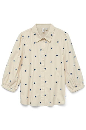 top met hartjes ecru