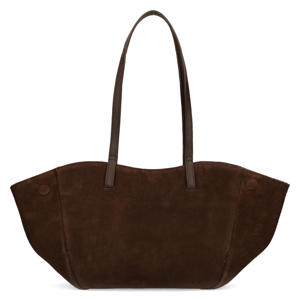 suede schoudertas donkerbruin