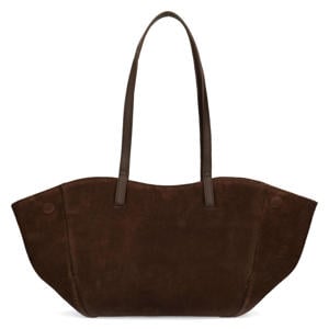 suede schoudertas donkerbruin