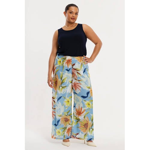 YOEK wide leg regular waist gebloemde broek multi afbeelding