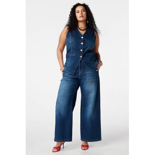 MS Mode gilet dark blue denim afbeelding