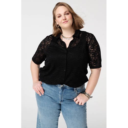 MS Mode kanten blouse zwart afbeelding