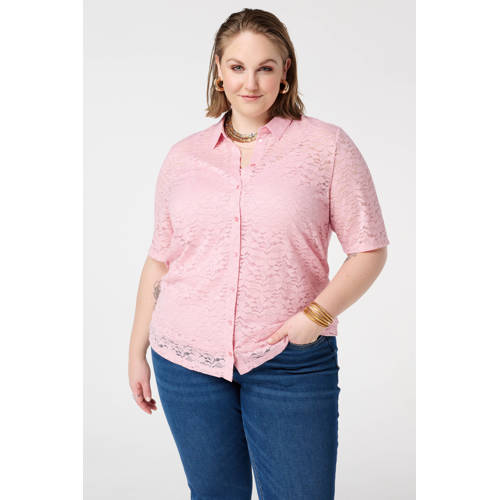 MS Mode kanten blouse lichtroze afbeelding
