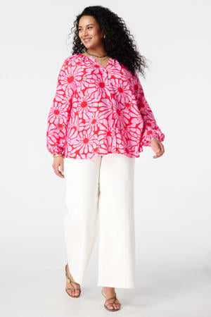gebloemde blouse roze