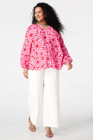gebloemde blouse roze