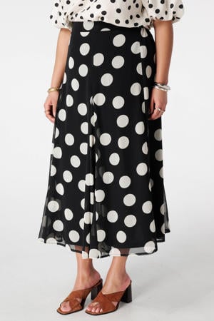 midi rok met stippen zwart