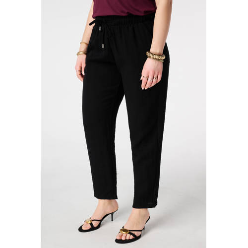 MS Mode straight regular waist broek zwart afbeelding