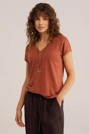 T-shirt met linnen terra