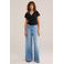 WE Fashion T-shirt met linnen zwart