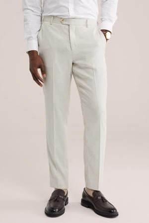 slim pantalon beige met textuur