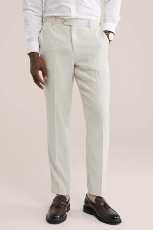 slim pantalon beige met textuur