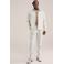 WE Fashion slim pantalon beige met textuur