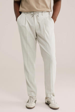 slim pantalon beige met textuur