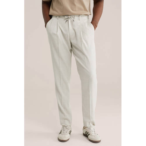 WE Fashion slim pantalon beige met textuur afbeelding