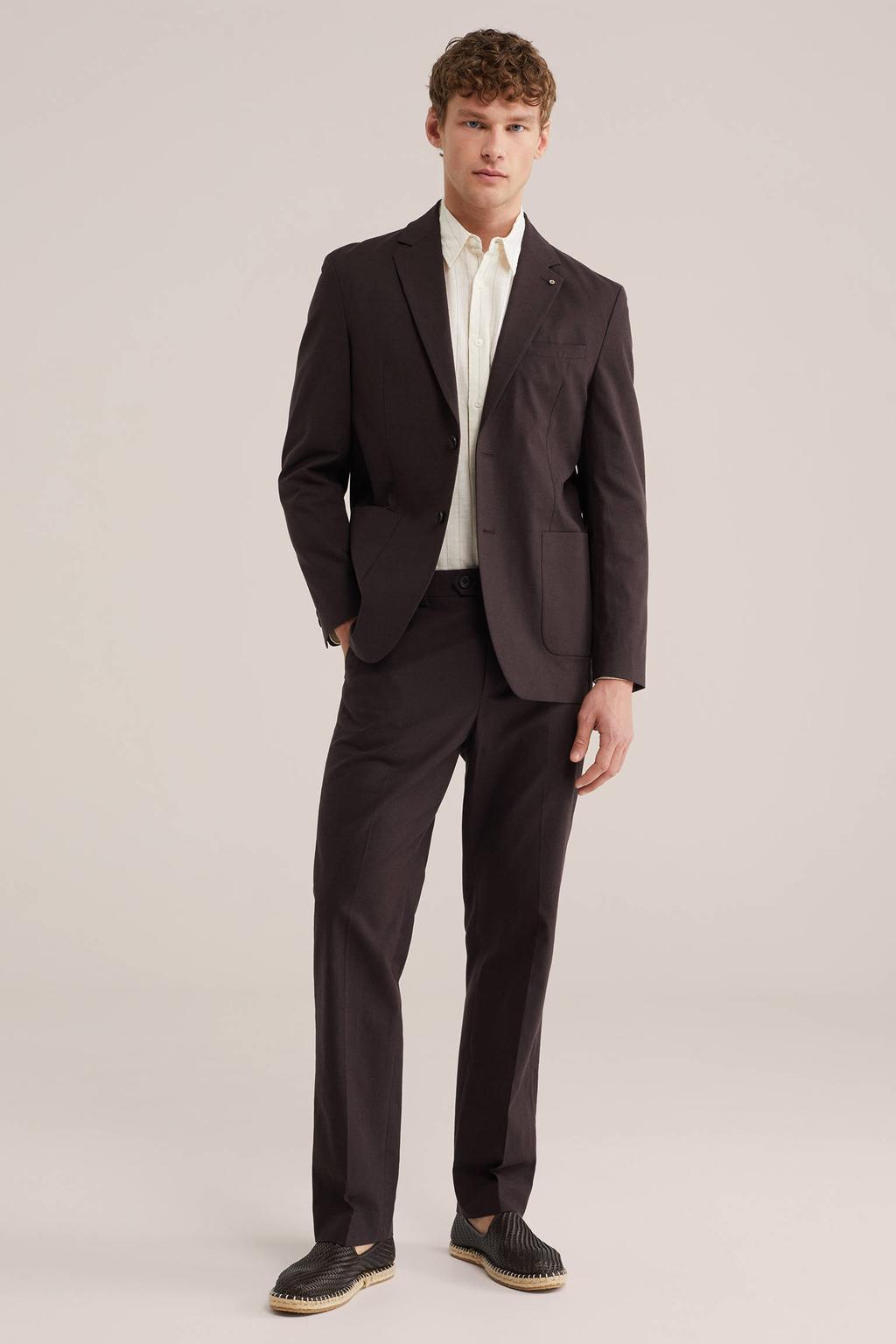 WE Fashion regular pantalon donkerbruin