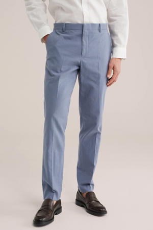 regular pantalon met linnen blauw