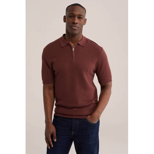 WE Fashion regular polo donkerrood afbeelding