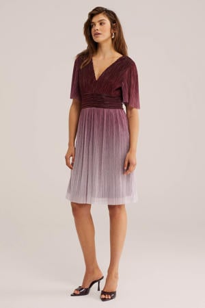 cocktailjurk met glitter donkerrood