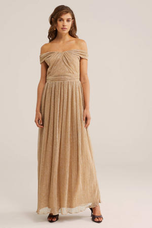 maxi jurk met glitter goud