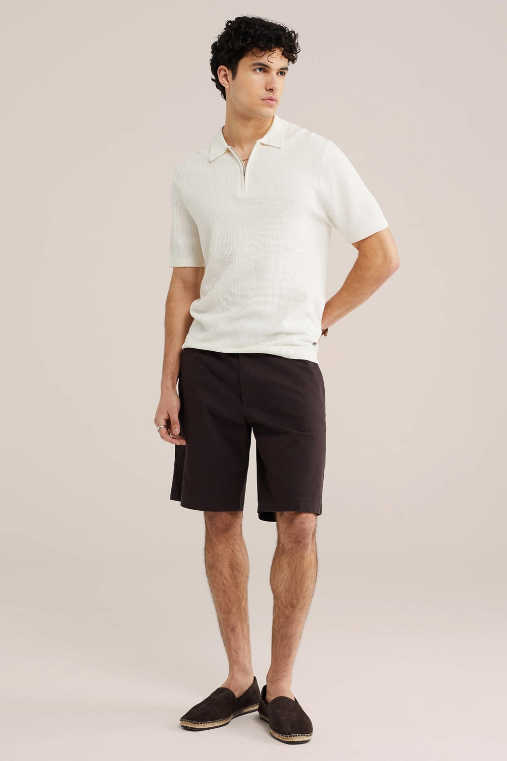 WE Fashion regular polo ecru