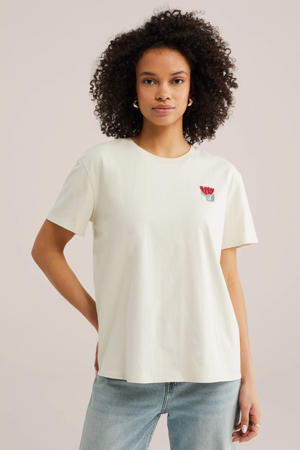 T-shirt met backprint ecru