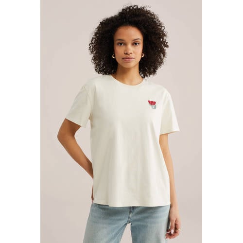 WE Fashion T-shirt met backprint ecru afbeelding