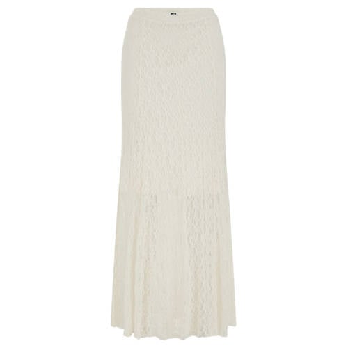 WE Fashion kanten midi rok ecru afbeelding