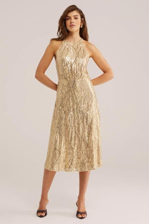cocktailjurk met pailletten goud