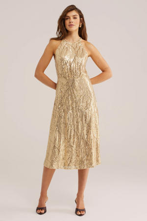 cocktailjurk met pailletten goud