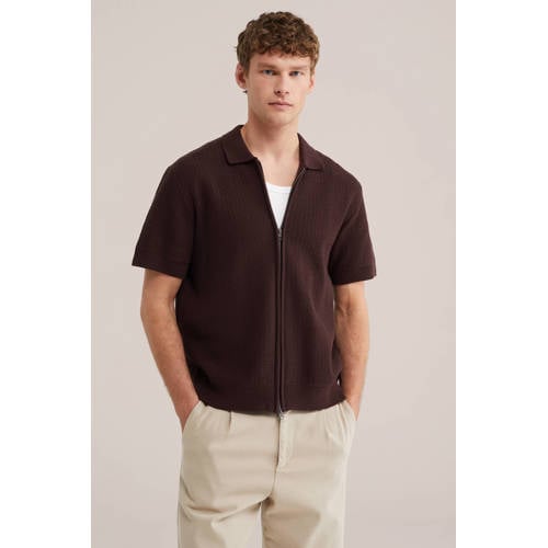 WE Fashion vest gebreid donkerbruin afbeelding